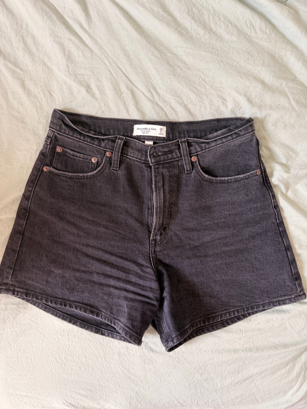 Abercrombie & Fitch High-Rise Black Denim Shorts